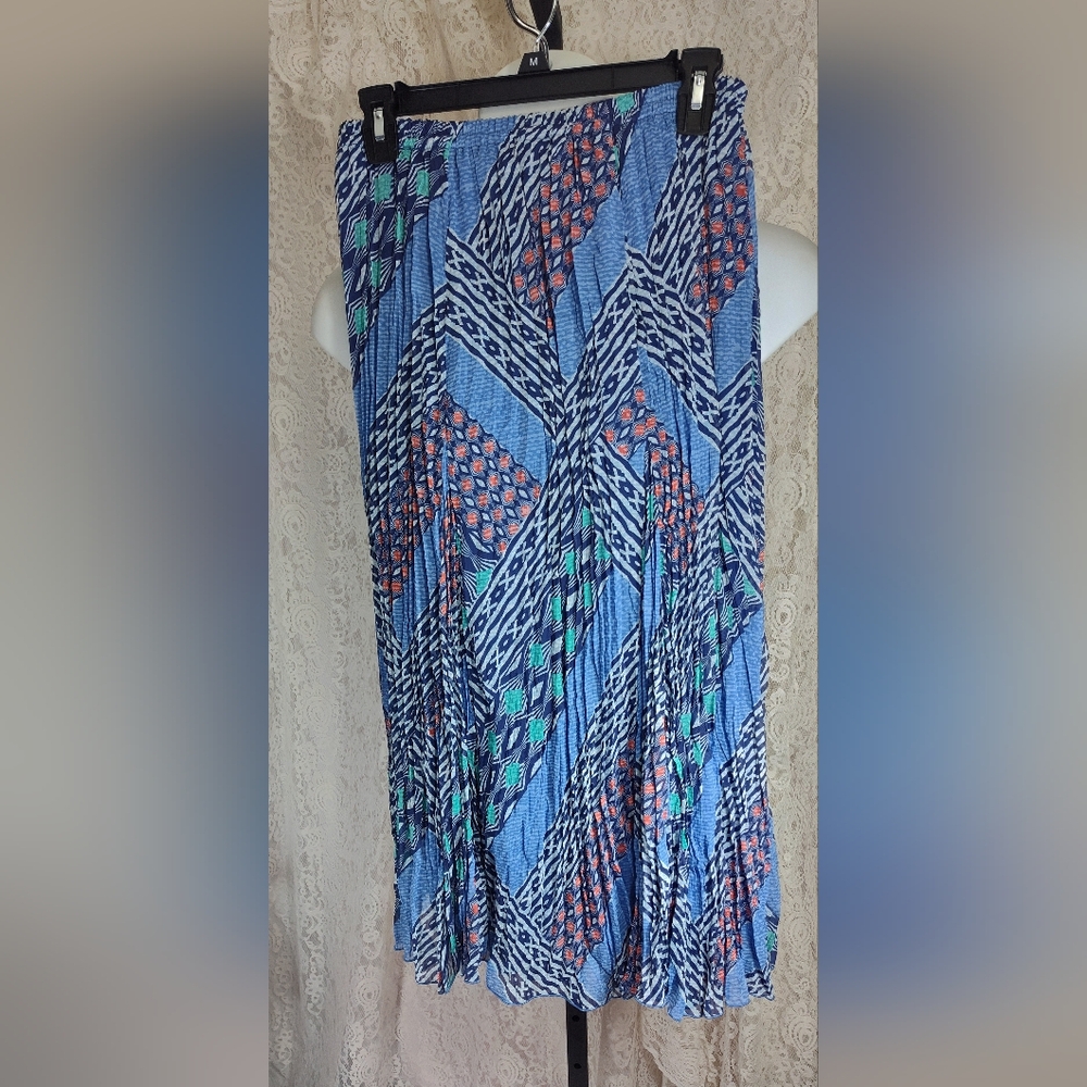 Ruby Rd. Navy Blue Coral Print Maxi Skirt NWOT